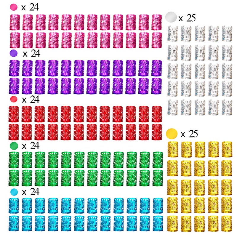 Messen 170 Pieces Dreadlocks Beads Multicolor Aluminum Dread Locks Metal Cuffs Hair Decoration Braiding Hair Jewelry (Not Break Easily) - Image 4